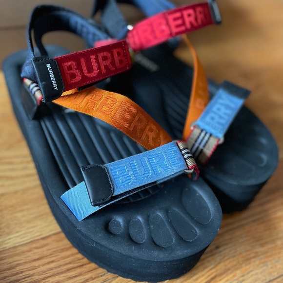 Burberry | Shoes | Burberry Patterson Color Block Log Platform Sport  Sandals Rare Find | Poshmark